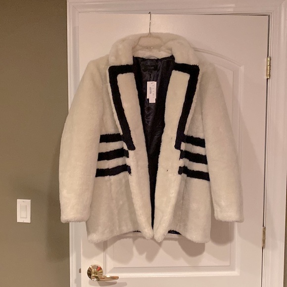 J. Crew Yuna Faux Fur Striped Teddy Coat Jacket XL - Picture 2 of 2